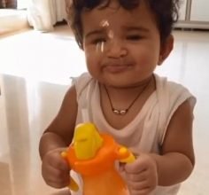 Sameeras Daughter Nyra Helps Her Clean In Funny Video