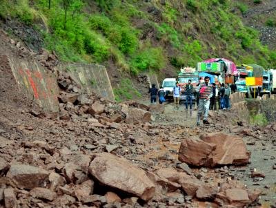 House 16 Shops Damaged In Kashmir Landslide