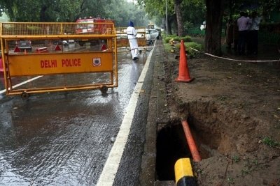 Now Ashoka Road Caves In Amid Heavy Downpour