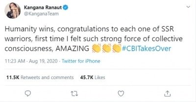 Kangana Ranaut Congratulations To Each One Of Ssr Warriors