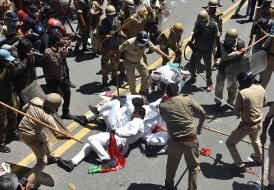 Sp Youth Wing Lathi Charged For Protesting On Neet Jee