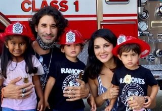 Sunny Leone Family Have A Day Out With Firemen