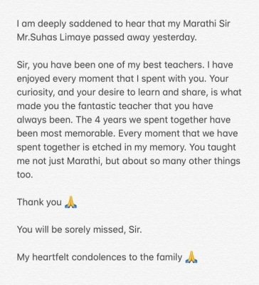 Aamir Khan Mourns Death Of His Marathi Teacher