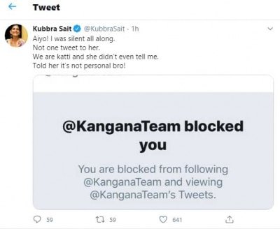Kubbra Sait And Kangana Ranaut Are Katti On Twitter