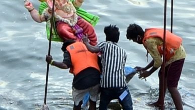 Low Key Festivities Mark Ganesh Immersion In Hyderabad