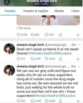 Sushants Sister Shweta Dead Cant Speak So Blame It On The Dead