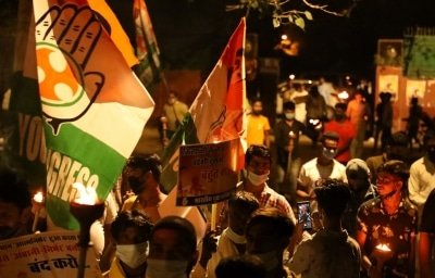 Youth Congress Takes Out Torch Rally In Delhi Against Farm Bills