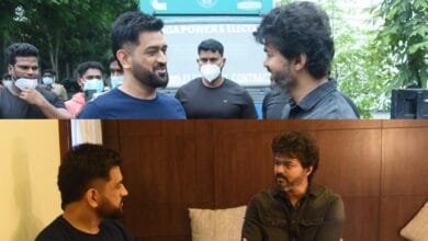 M S Dhoni Meets South Indian Film Actor Thalapathy Vijay In Chennai