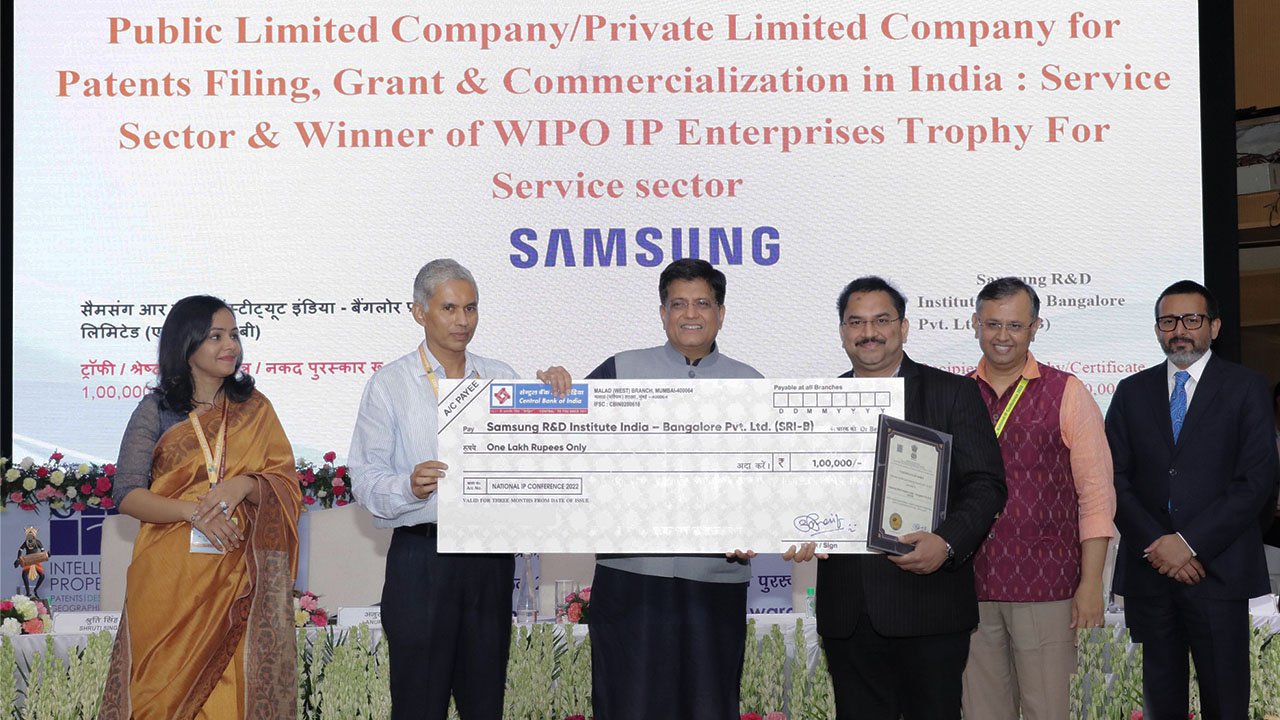 Samsung R& D Institute Bangalore Won The National Intellectual Award 2021 2022